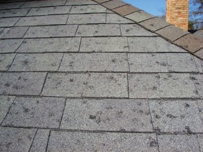 Rough on roofing. Impact from rock-hard hail stones can damage or dislodge the protective mineral coating on asphalt shingles, shortening shingle life.