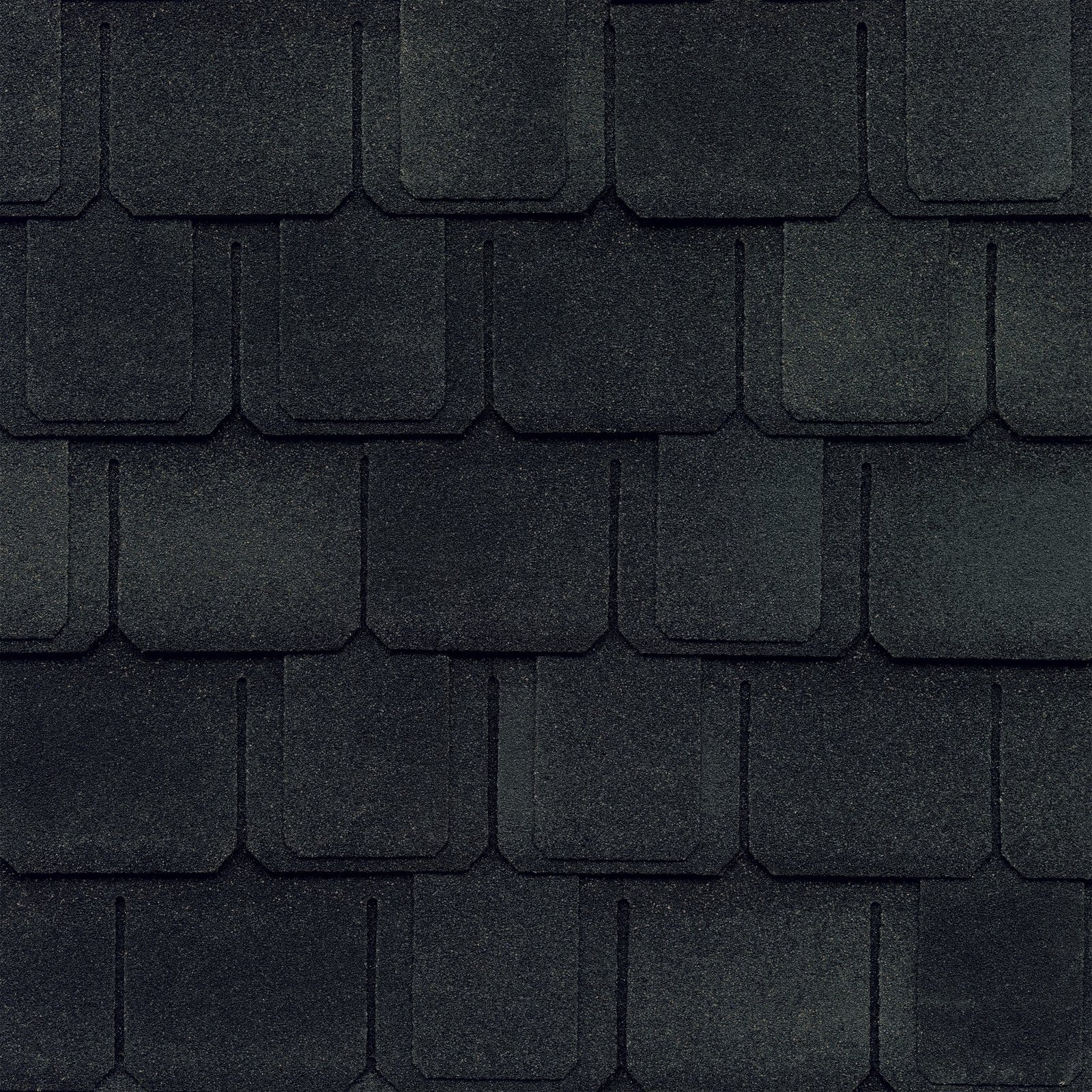 Close-up photo of GAF's Camelot II Charcoal shingle swatch