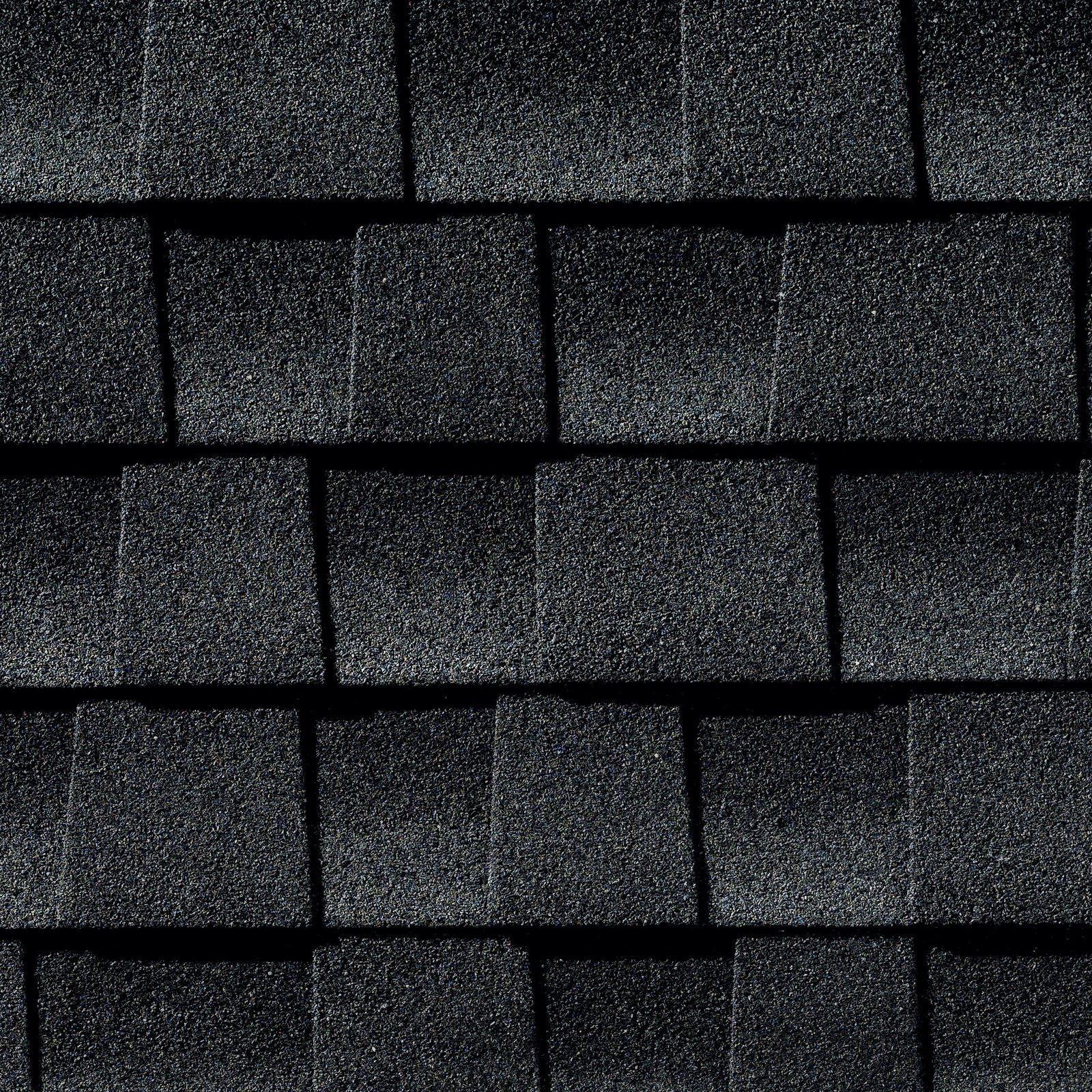 Close up photo of GAF's Timberline HD Charcoal shingle swatch
