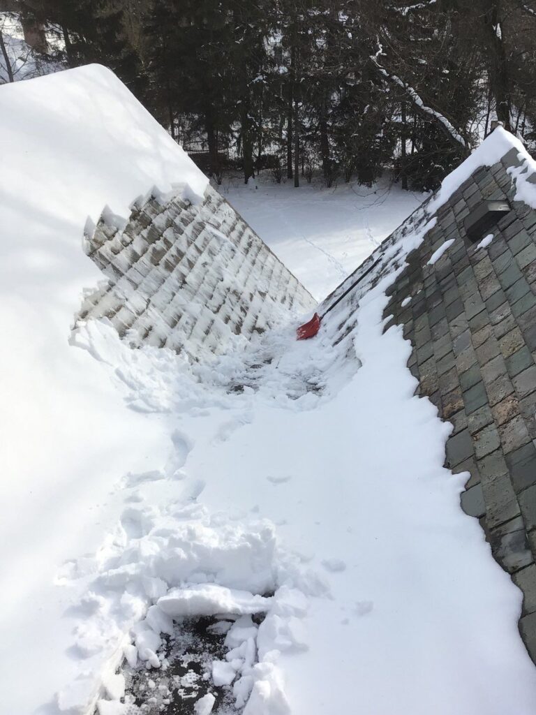 Slate roof snow removal highland park