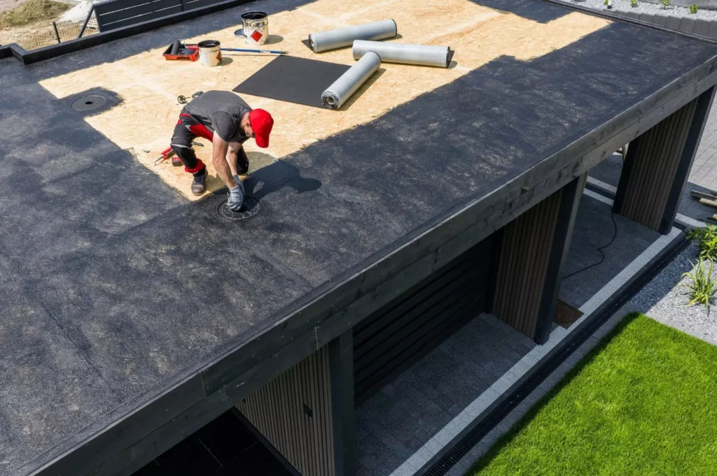flat roof covered with EPDM