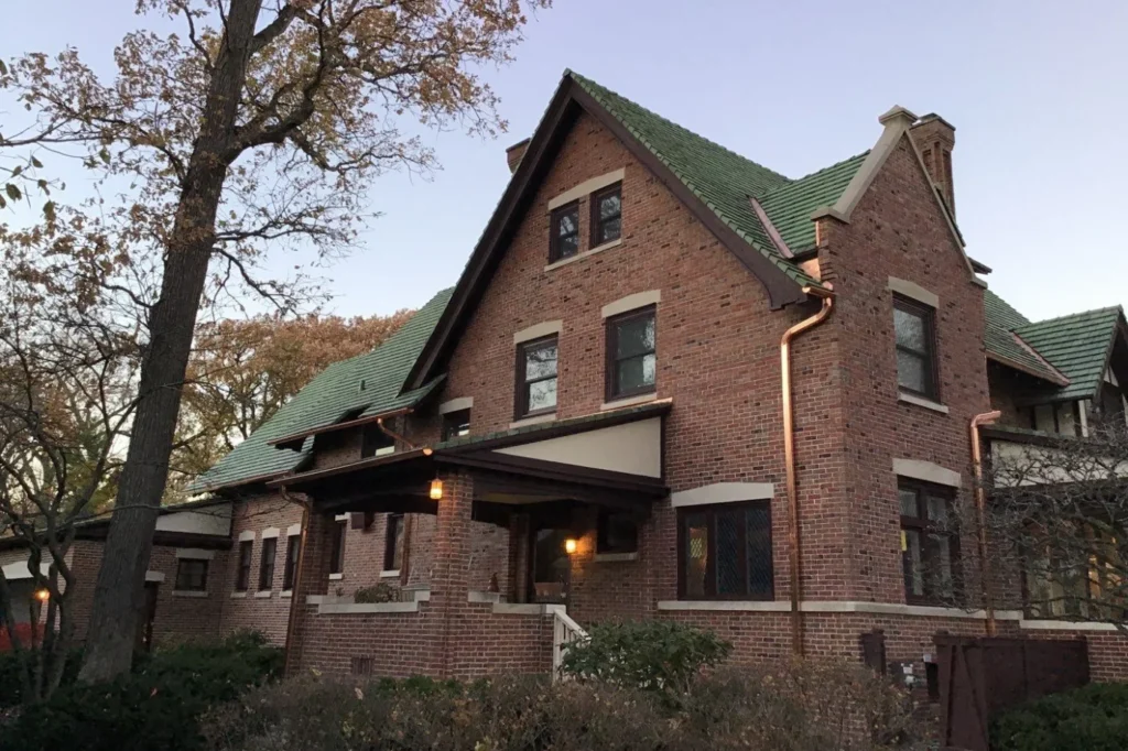 clay roof on traditional house chicago